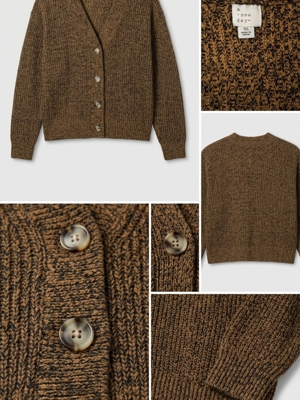 a new day Women's Brown Marled Button-Front Cardigan Sweater